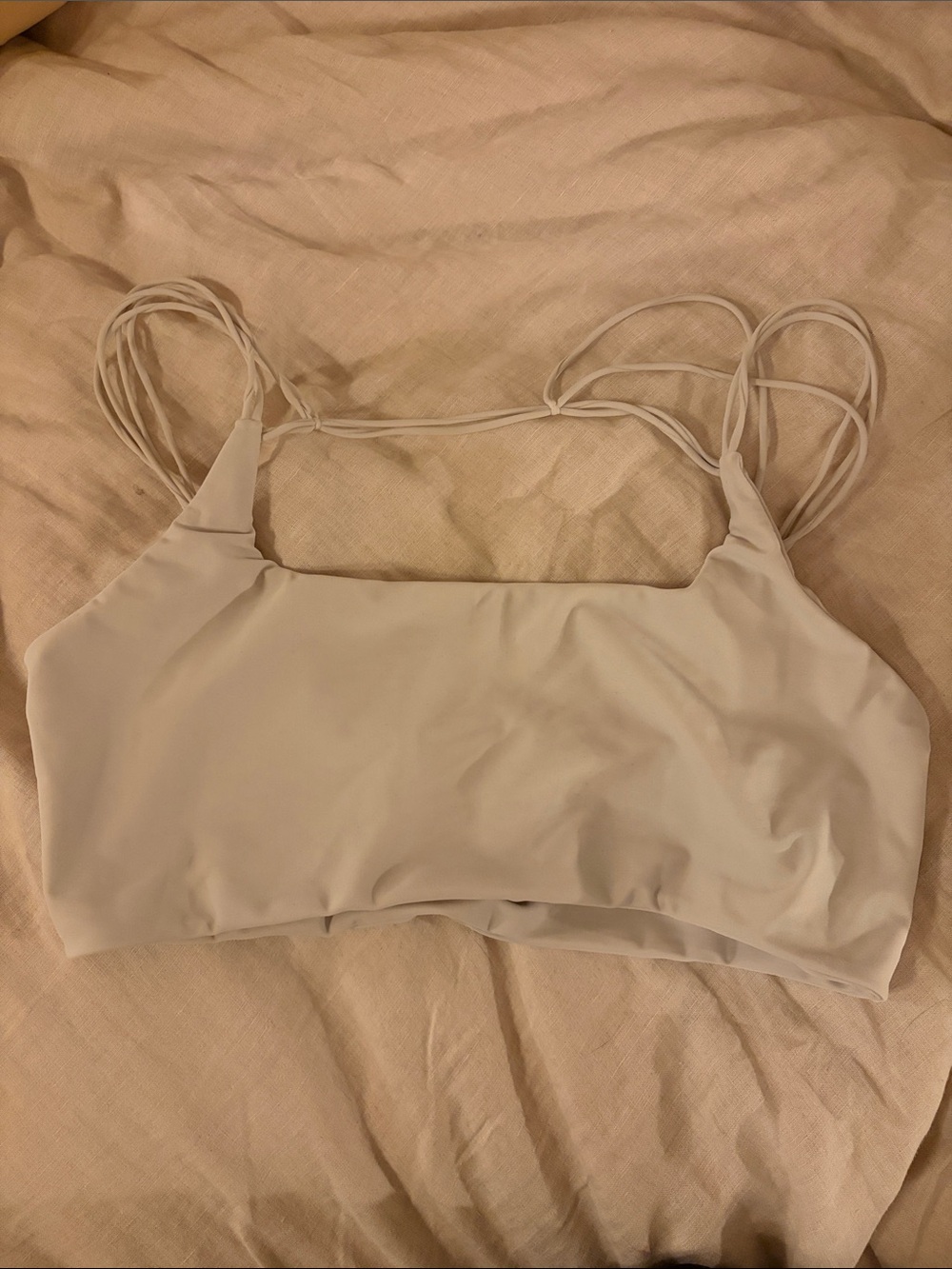 Mikoh Light Gray Strappy Square-Neck Crop Top
